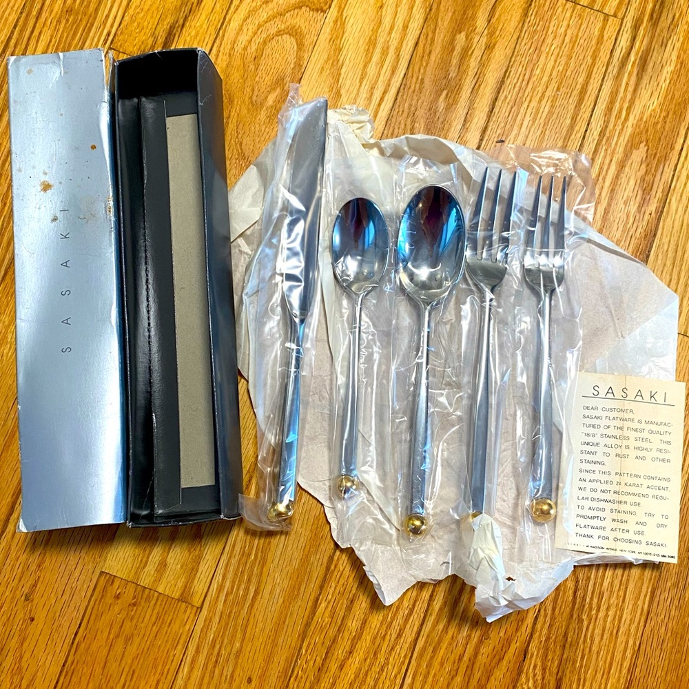 1980s Ward Bennett Designs for Sasaki Orbit Cutlery 18/8 Stainless Steel